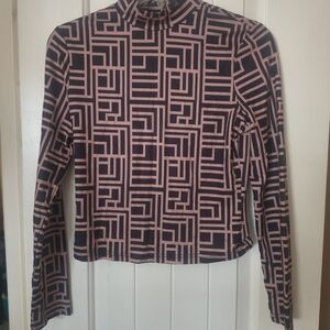 SHEIN Pink and Black Maze Long Sleeve Top